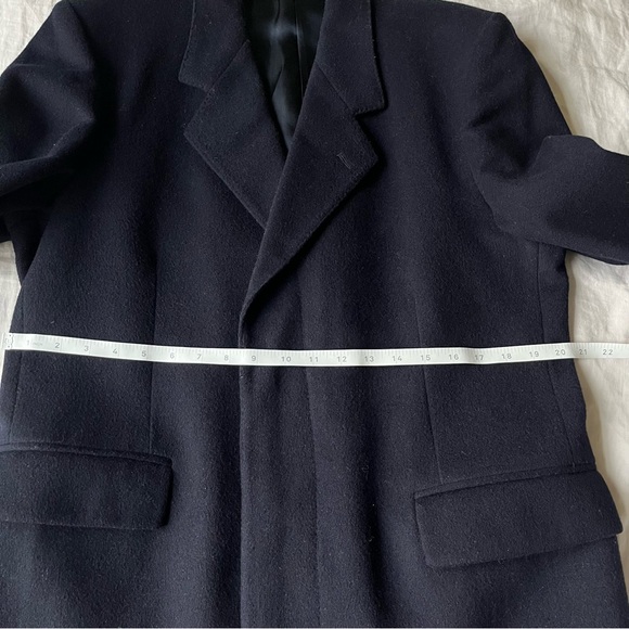 Vintage Berwin Navy Long Wool/Cashmere Overcoat - Picture 6 of 10